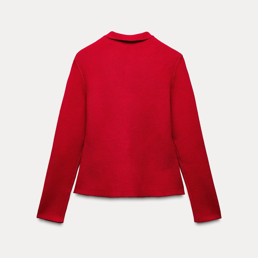 Zara NWT Red knit sweater cardigan with gold buttons - Picture 4 of 4